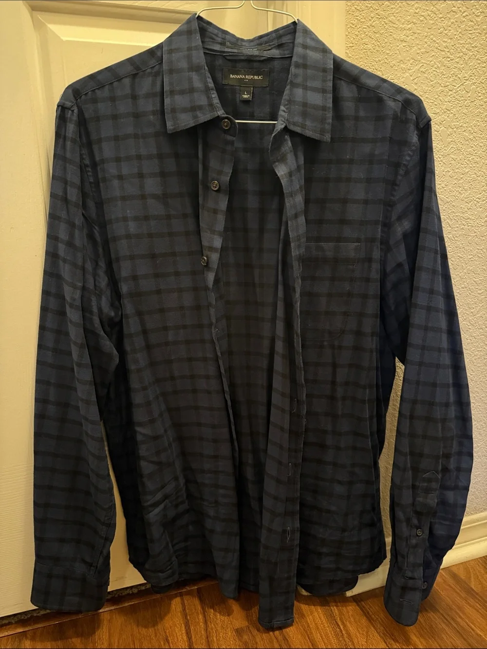 Banana Republic Dark Blue Plaid Button-Down Shirt